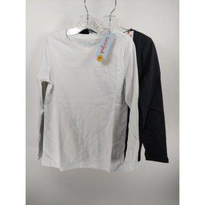 Cat & Jack Kids' Long Sleeve T-shirt Set Sz S - White/Ebony